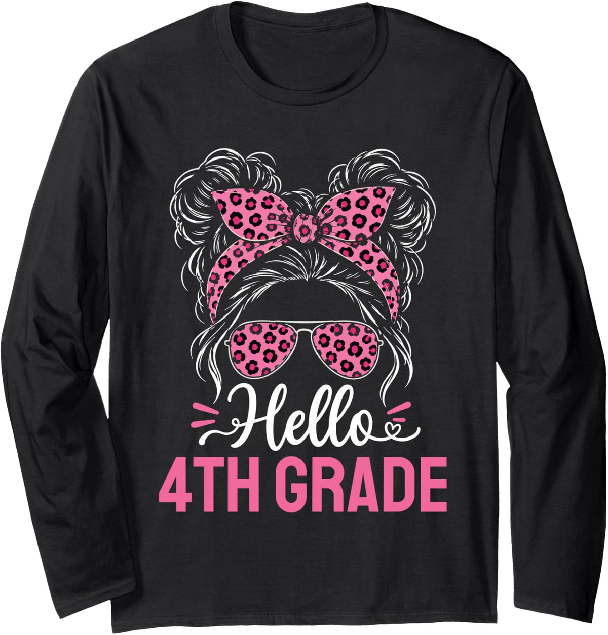 Hello 4th Grade Girl Back to School Teacher Long Sleeve T-Shirt - Adult Unisex Black