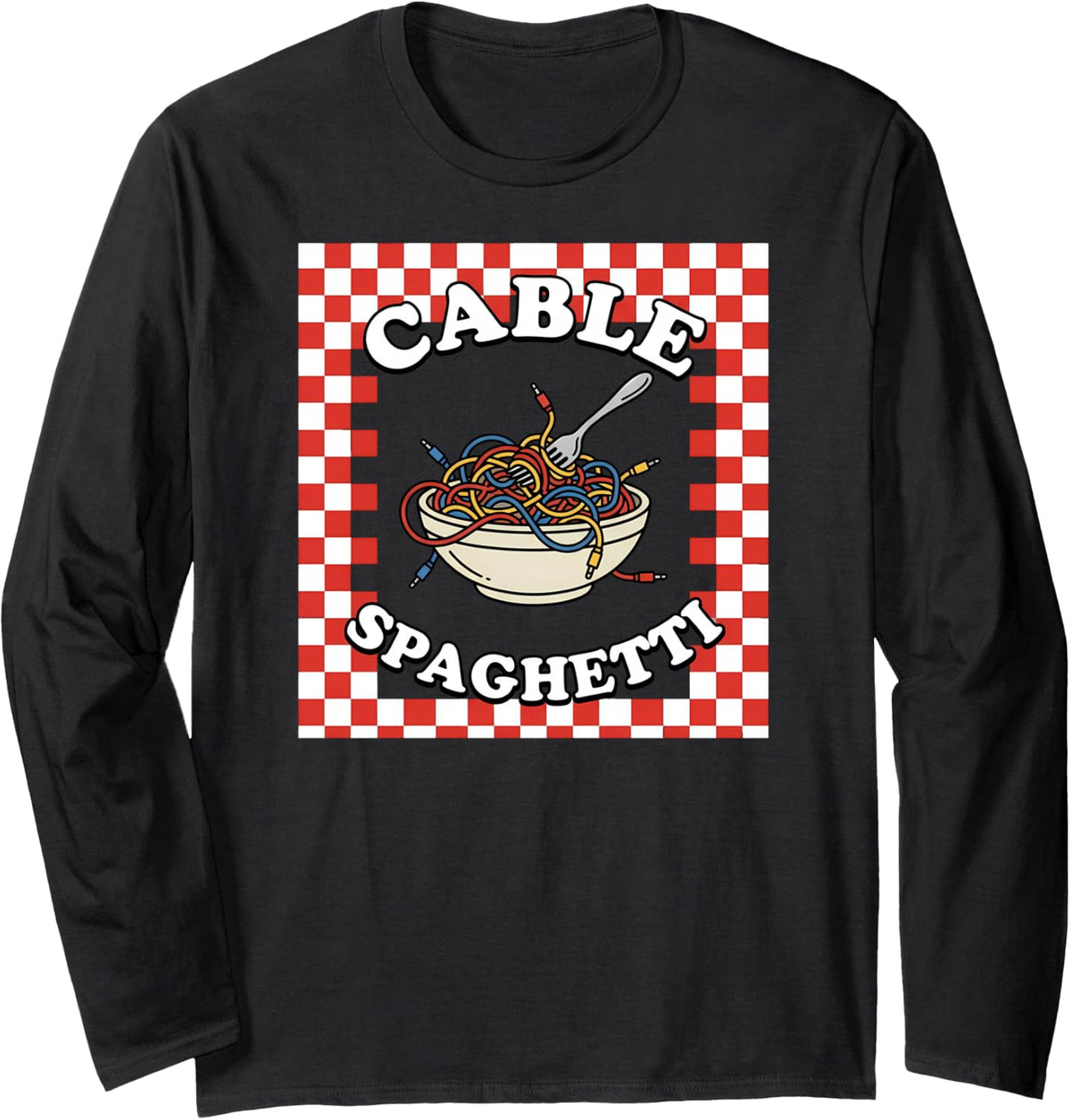Cable Spaghetti Modular Synth Audio Engineer Music Long Sleeve T-Shirt - Adult Unisex Black