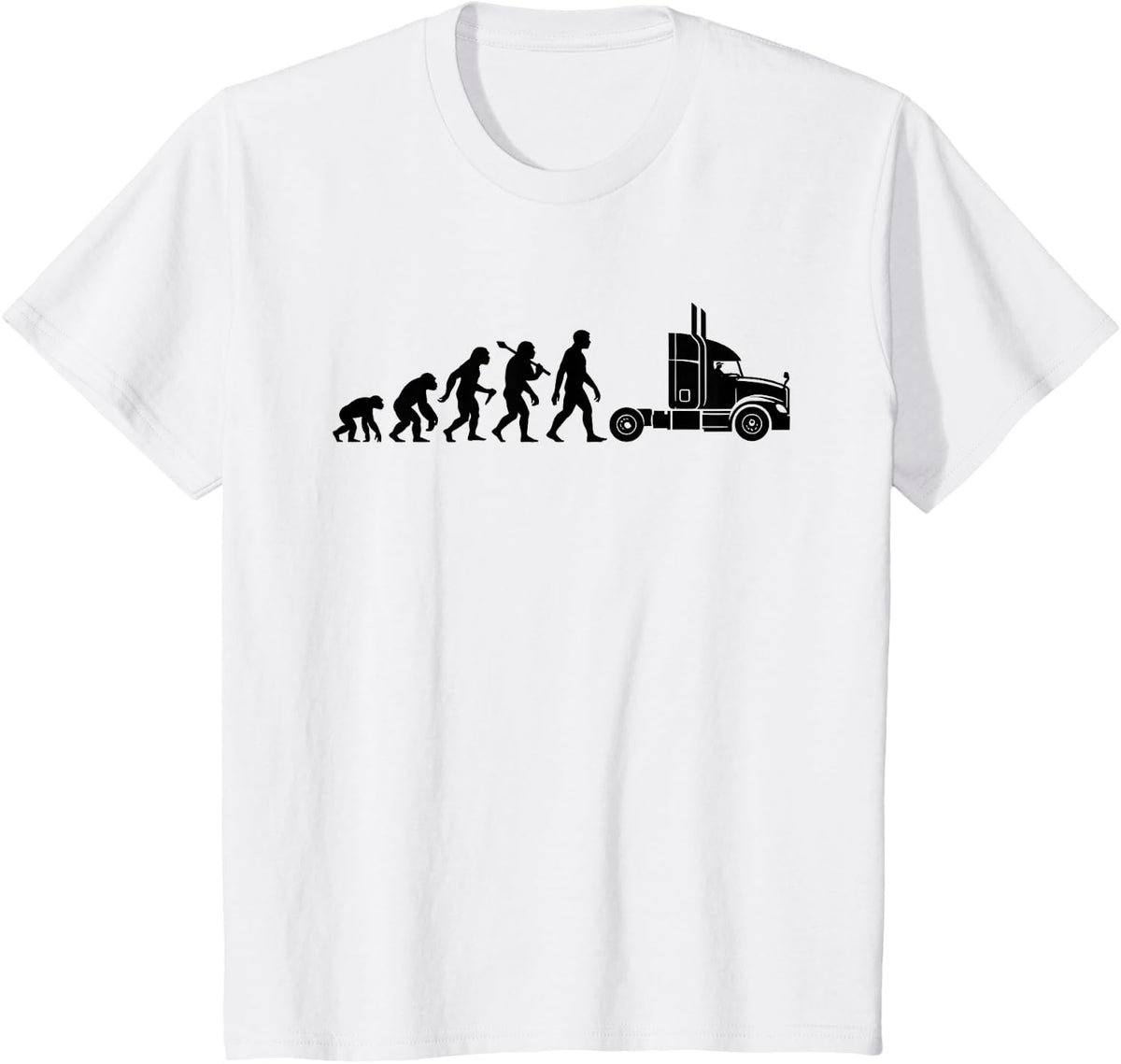 Truck Driver Evolution for Lorry Drivers Funny Transport T-Shirt - White