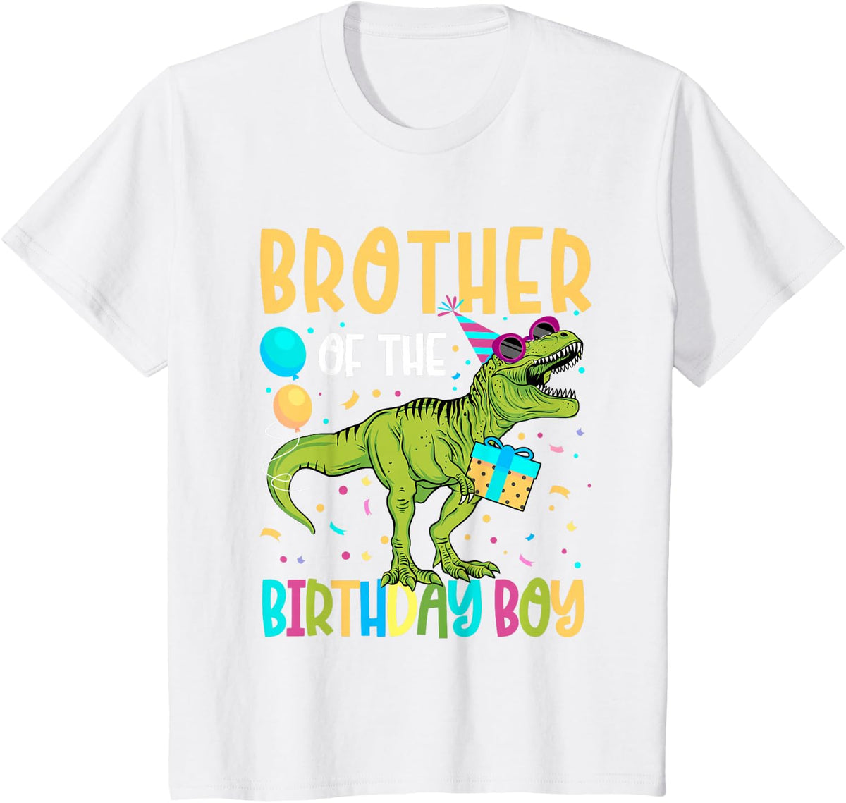 Brother of The Birthday Boy Family Matching Dinosaur Squad T-Shirt - White