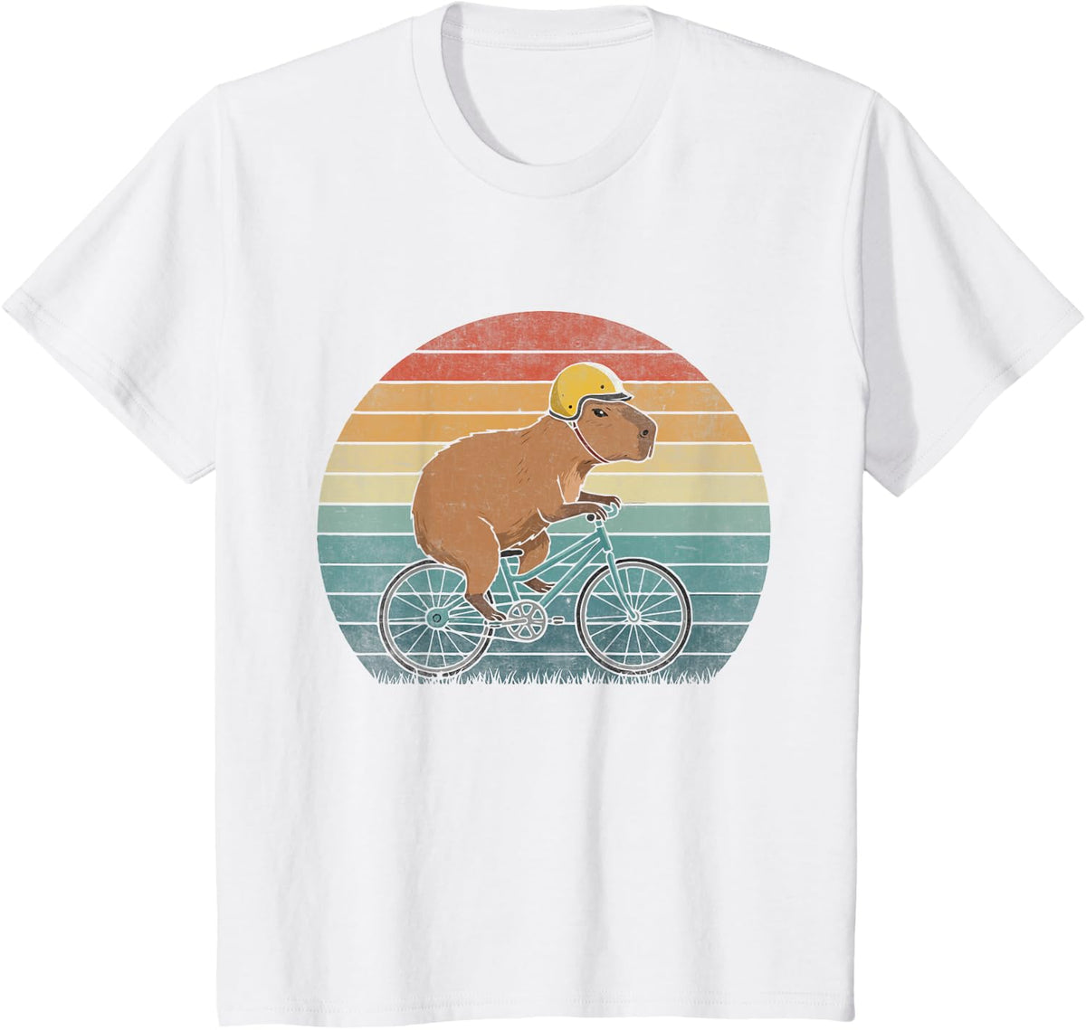 Capybara Riding Bicycle Retro Vintage Cyclist Bike T-Shirt - White