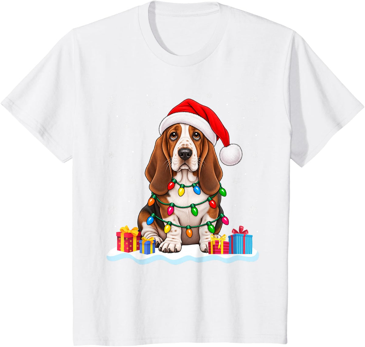 Funny Goldendoodle Christmas Sweater Santa Hat Dog T-Shirt - White