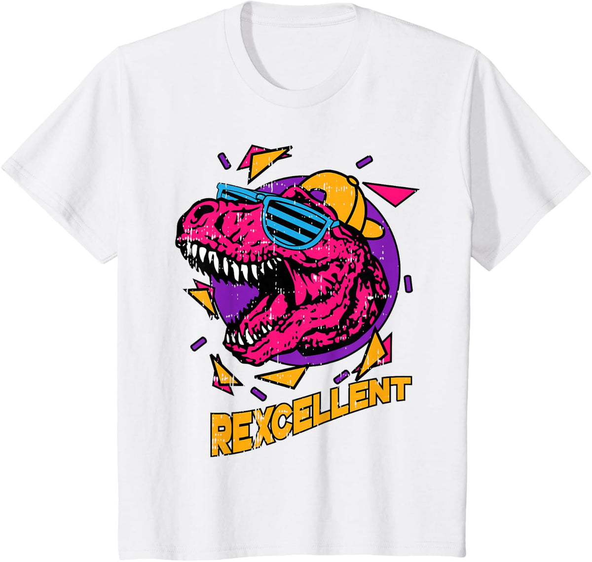 Rexcellent T-Rex Sunglasses Party Black TRex Dinosaur Gift T-Shirt - White