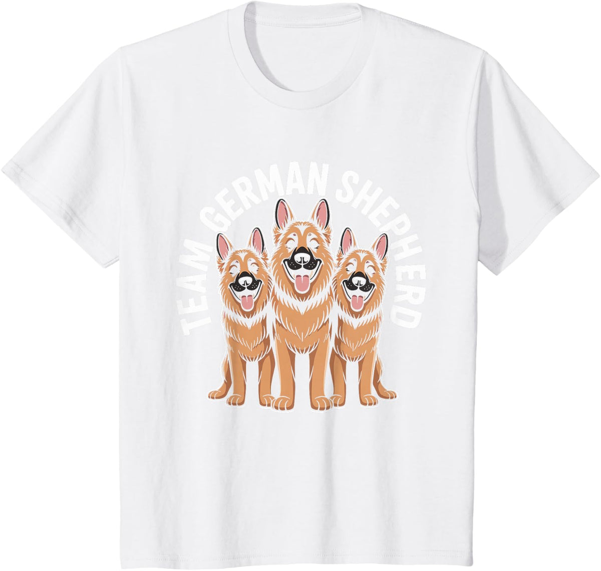 Team German Shepherd Cute Cartoon for Dog Owner Pet Alsatian T-Shirt - White