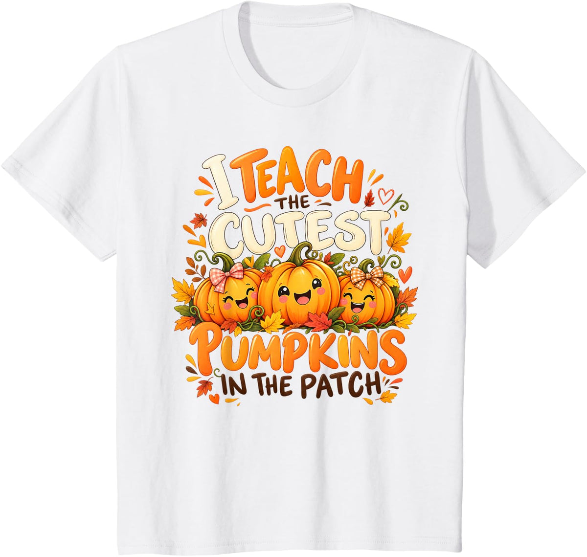 Halloween Teacher Cute Pumpkins Classroom Graphic T-Shirt - White
