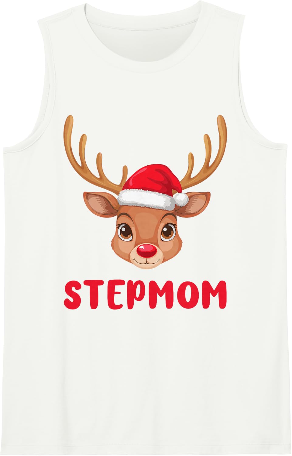 Stepmom Reindeer Funny Christmas Family Matching Pajamas Sleeveless Tank Top - White