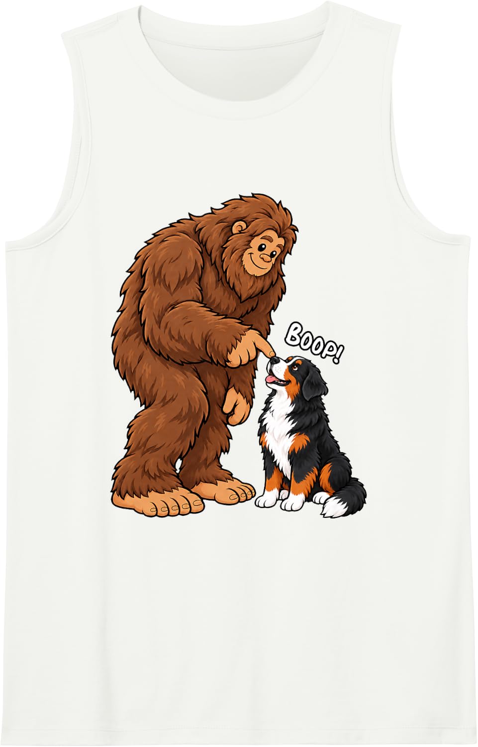 Bigfoot Boop Bernese Mountain Funny Dog Lover Sleeveless Tank Top - White