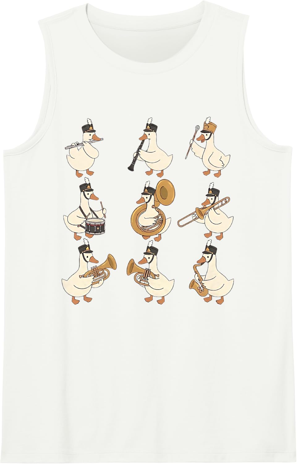 Marching Band Funny Goose Director Music Teacher Musician Sleeveless Tank Top - White