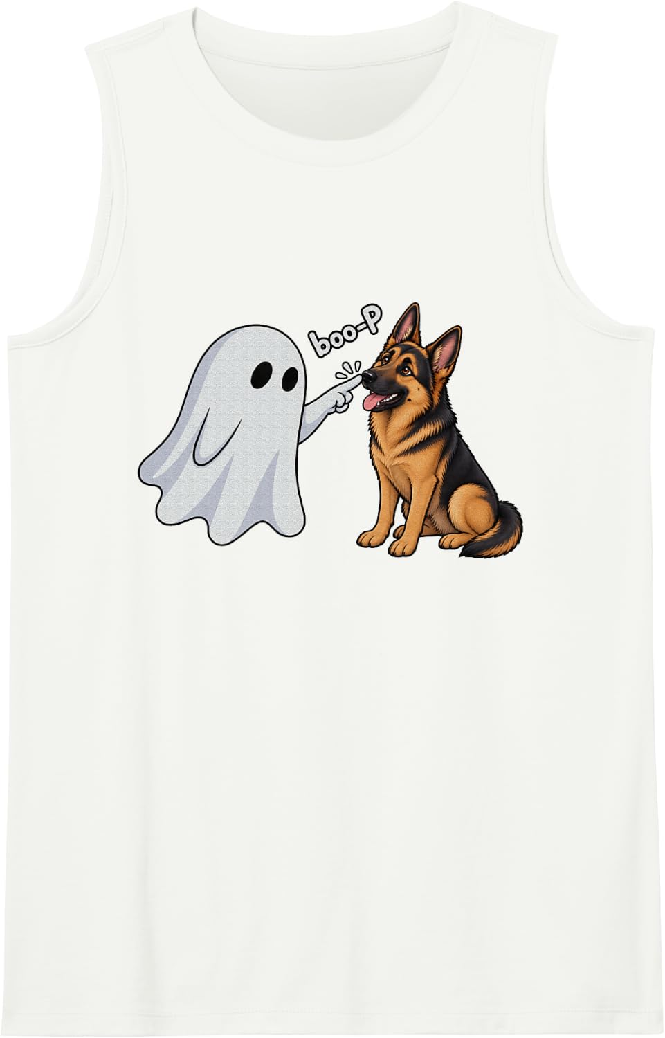 German Shepherd Boo P Ghost Nose Boop Halloween Dog Lover Tank Top - White