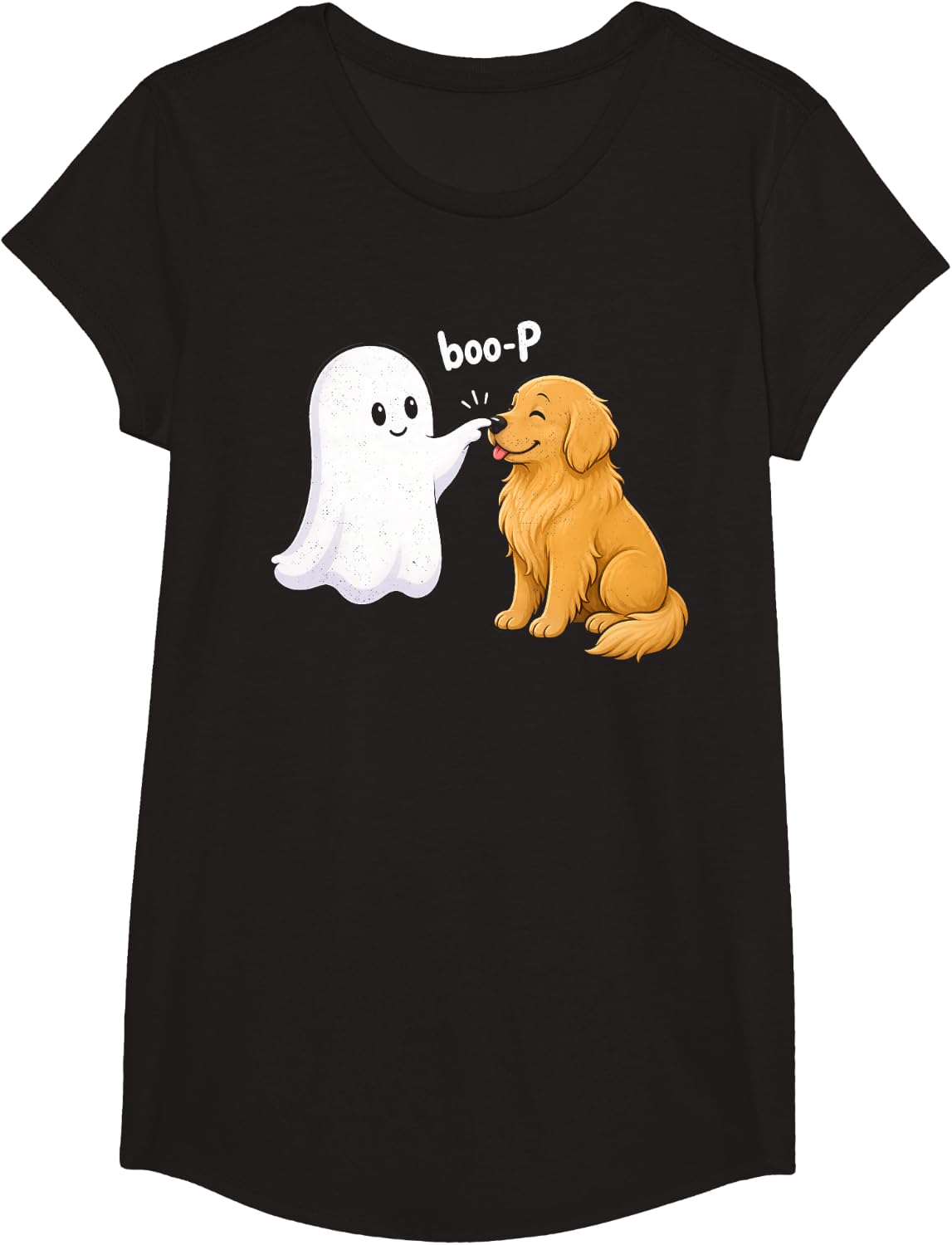 Halloween Boo-P Ghost Golden Retriever Funny Dog Lover T-Shirt - Girls Black