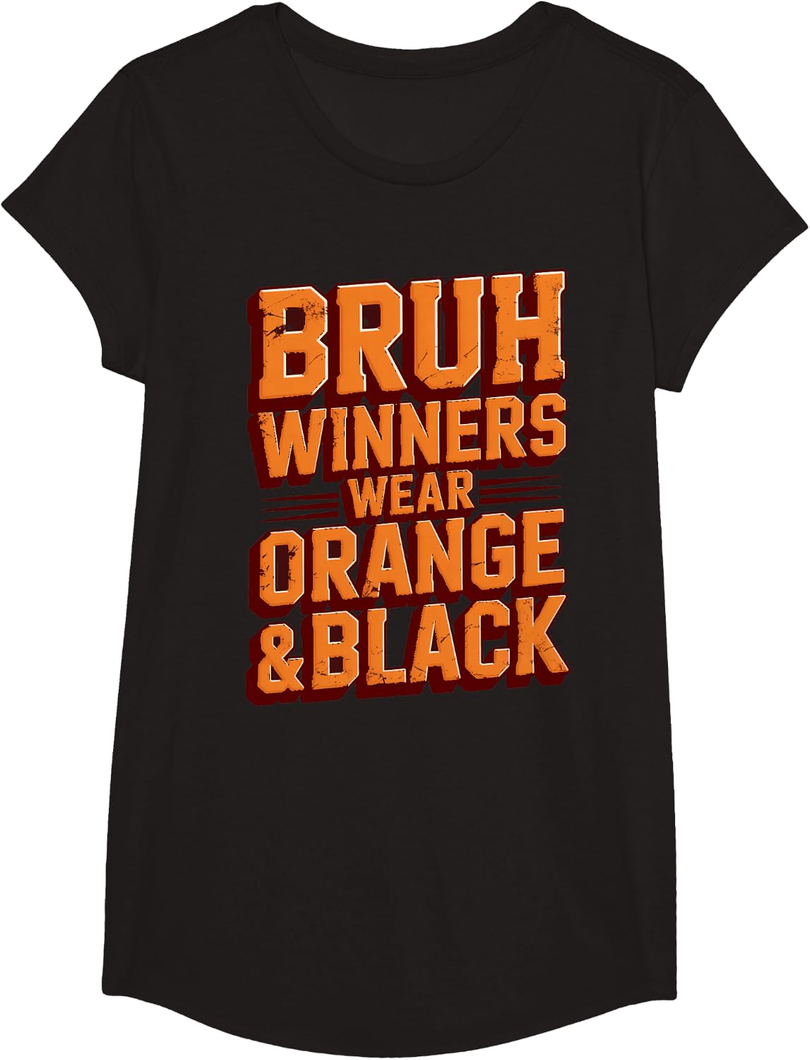 Vintage Bruh Winners WEAR Orange Black High School Game Day T-Shirt - Girls Black