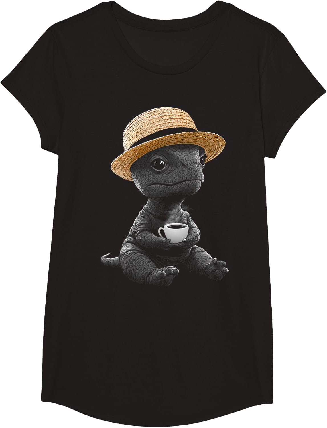 Coffee Graphic Dinosaur Lover T-Shirt - Girls Black