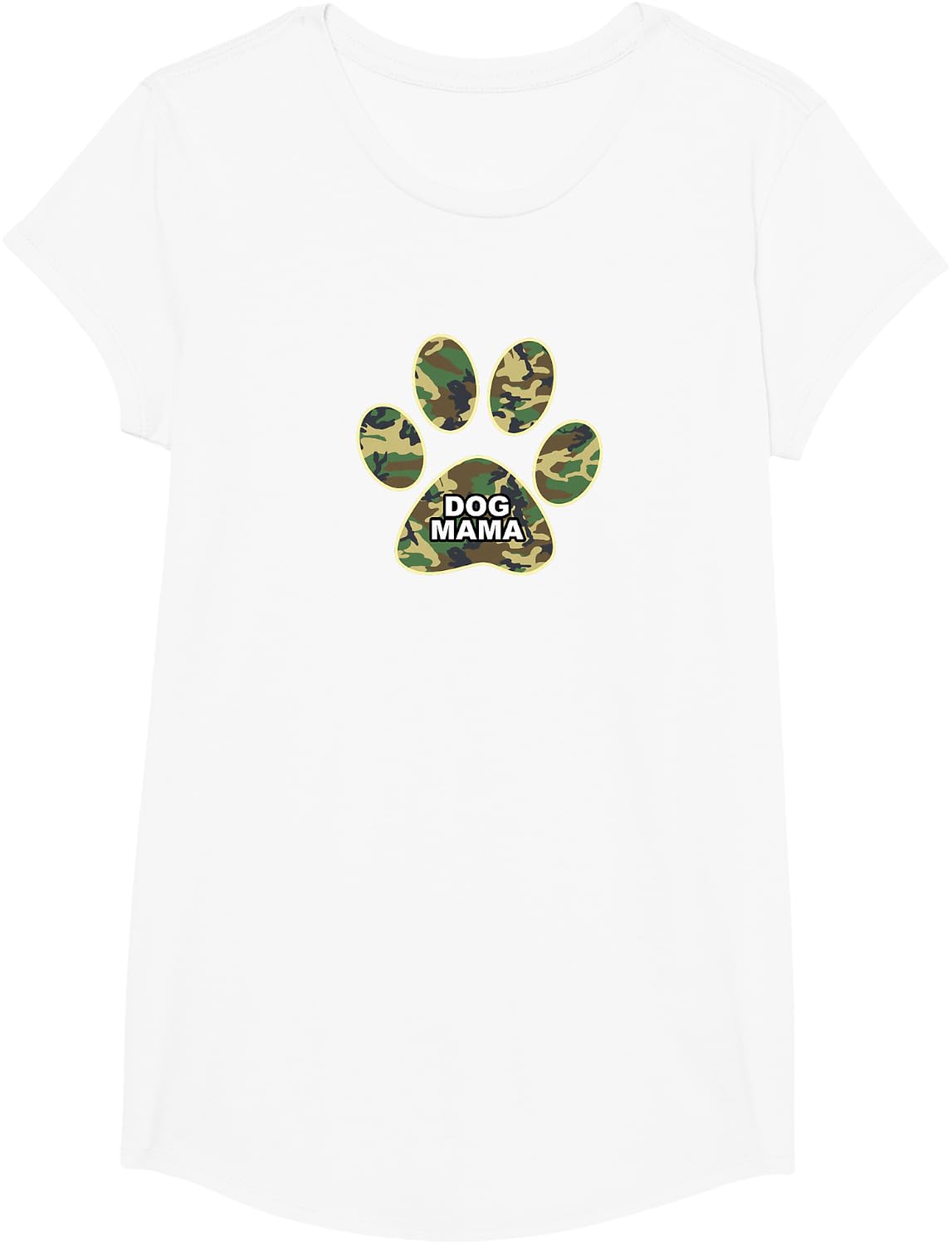 Dog Mama / Mom Camo Camouflage Paw Print T-Shirt - Girls White
