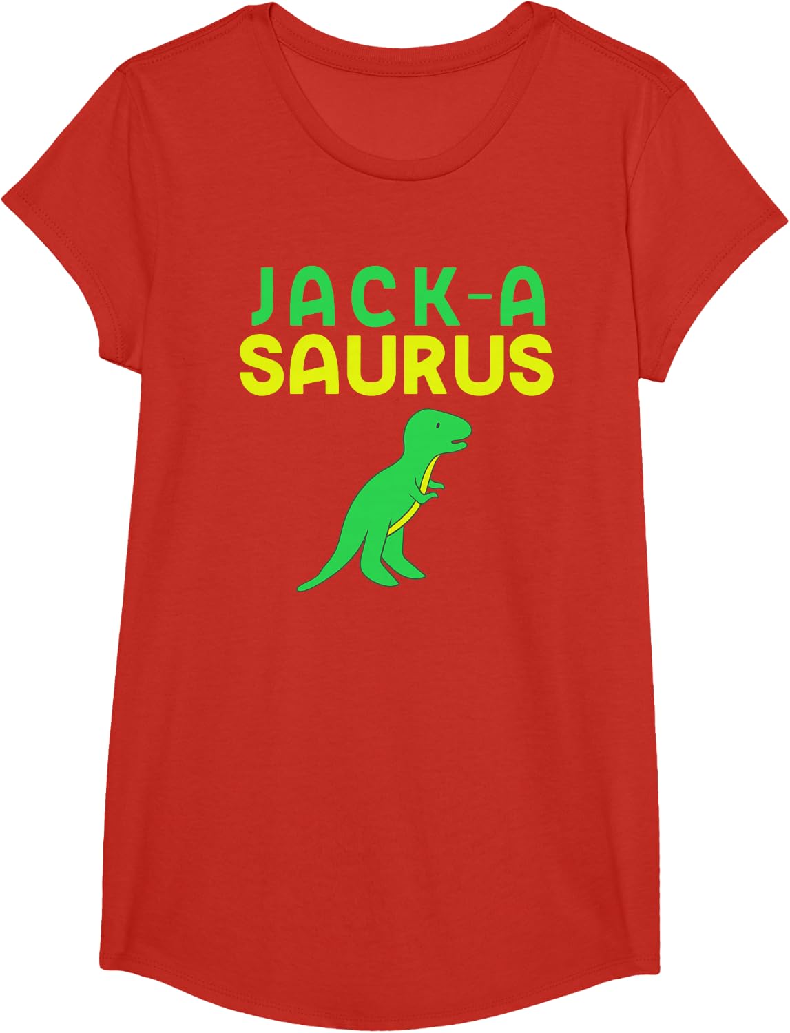 Jack-A-Saurus Dinosaur Kids Name T Rex T-Shirt - Girls Red