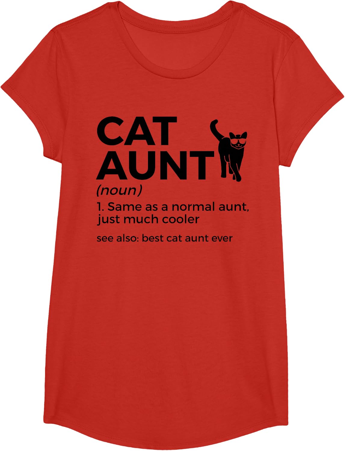 Cat Aunt Definition Best Cat Aunt Ever Funny Cat Lover T-Shirt - Girls Red