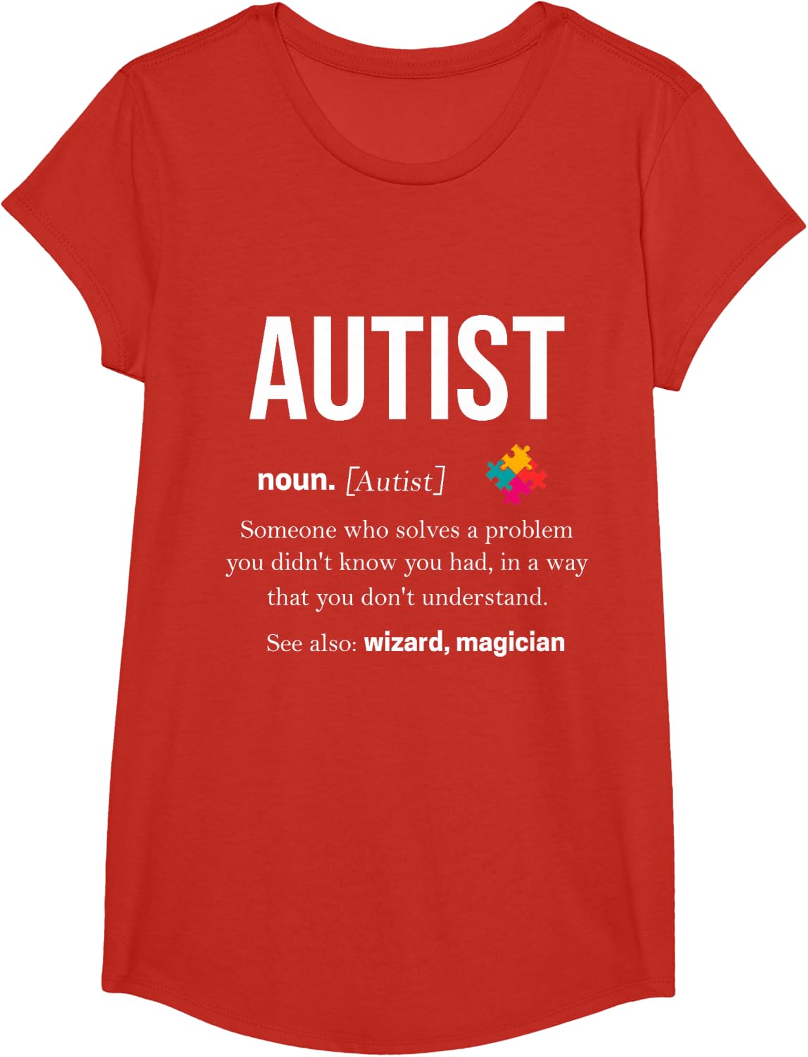 Autism Autistic Asperger Syndrom Aspie Puzzle Autist Support T-Shirt - Girls Red