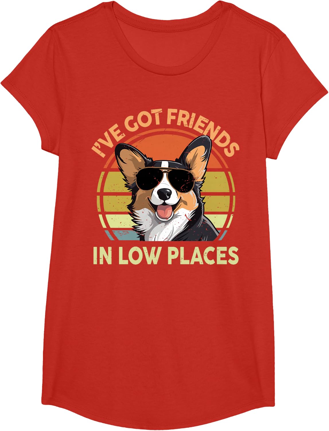 Funny Corgi I've Got Friends Low Places Corgi Gift for Lover T-Shirt - Girls Red
