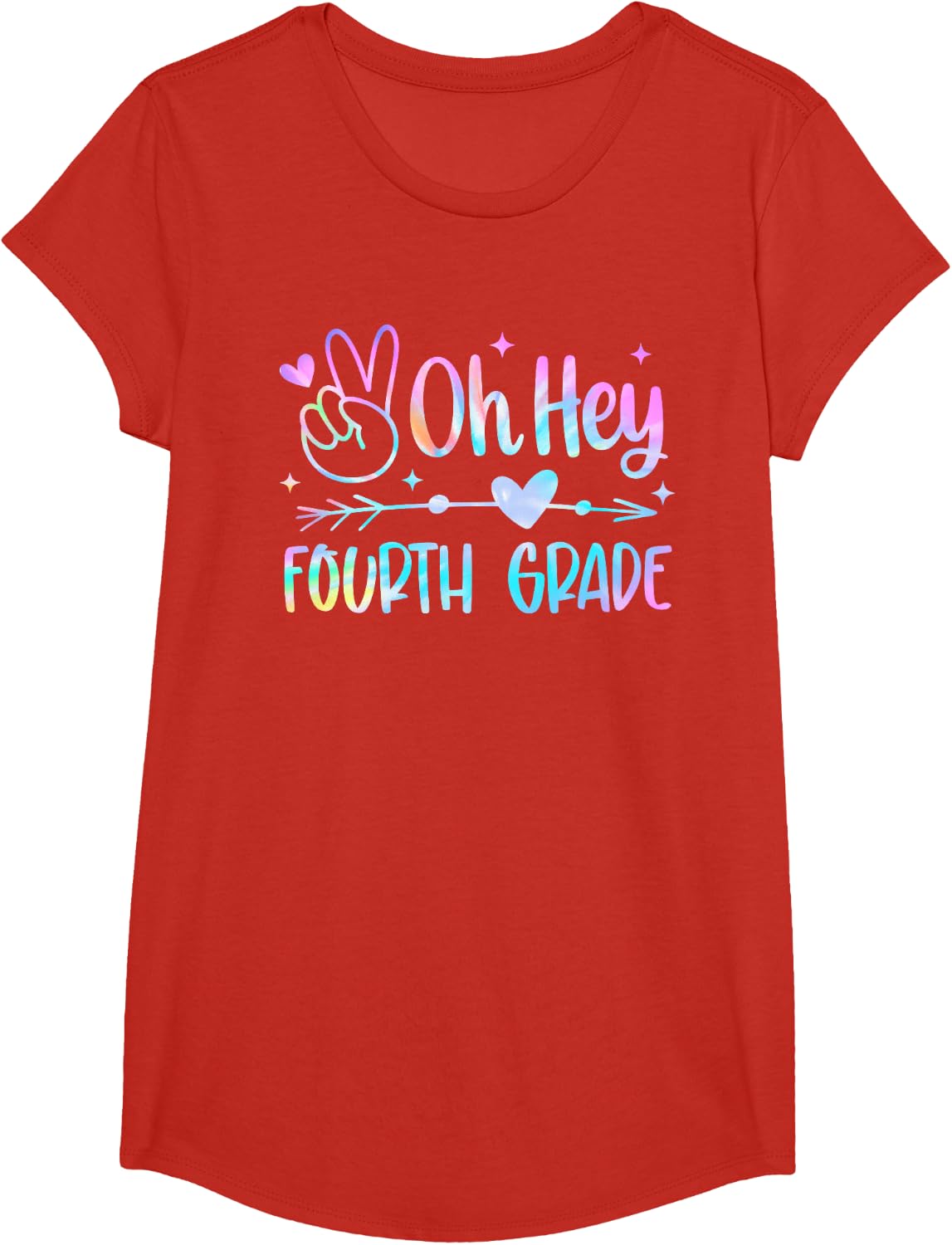 Back to School Oh Hey 4th Grade Tie Dye Teachers Students T-Shirt - Girls Red