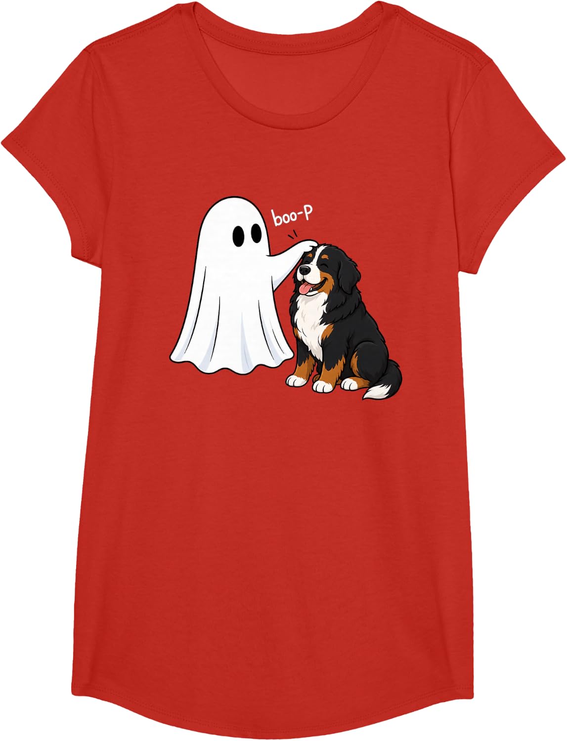 Bernese Mountain Dog Halloween Ghost Boo P T-Shirt - Girls Red