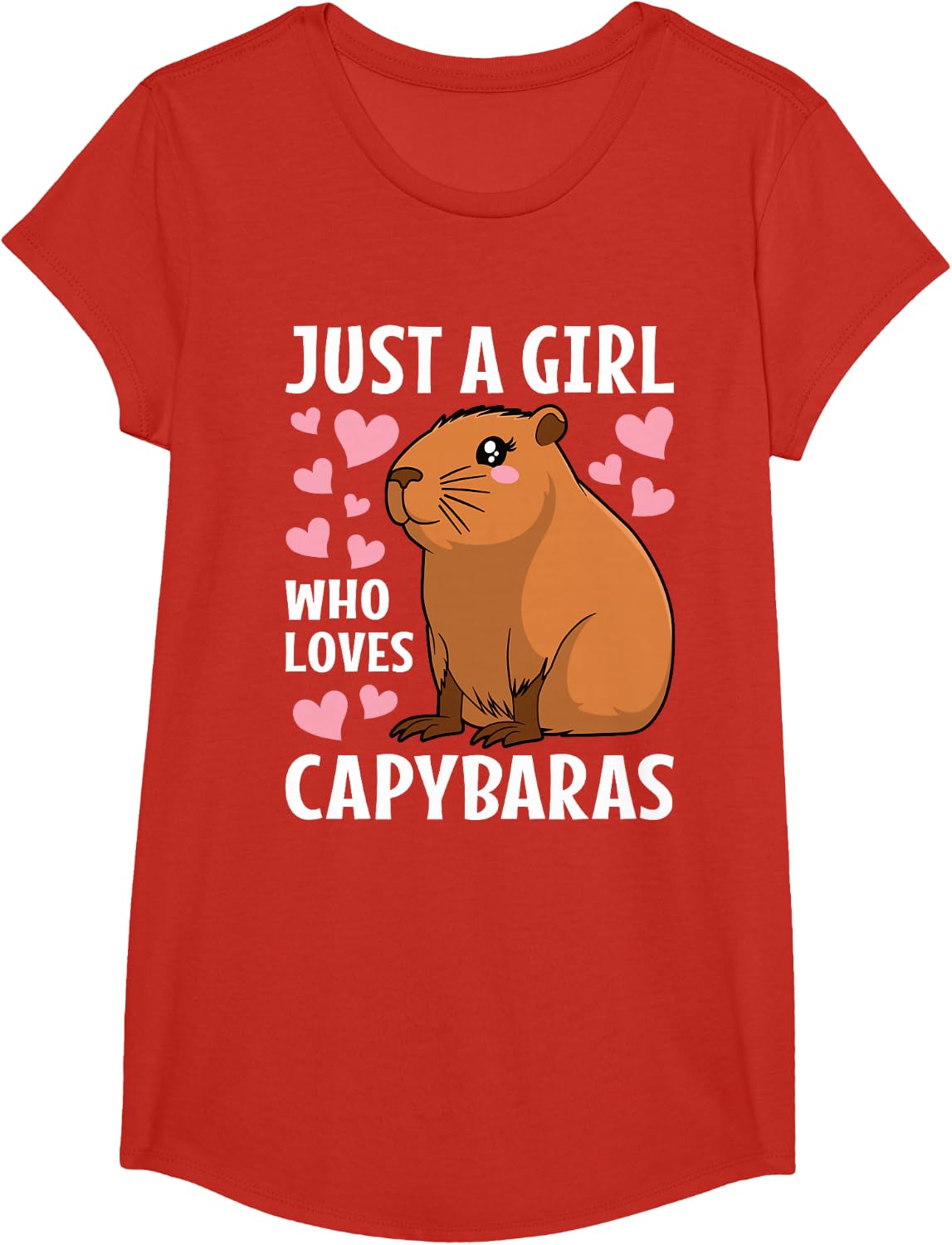 Just A Girl Who Loves Capybaras Shirt Girls Cute Capybara Lover Tees T Shirts For Women Kids - Girls Red