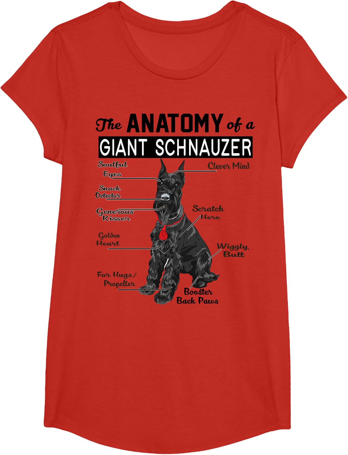 The Anatomy Of A Giant Schnauzer Shirt Dog Lover Tee T-Shirt For Men Women - Girls Red