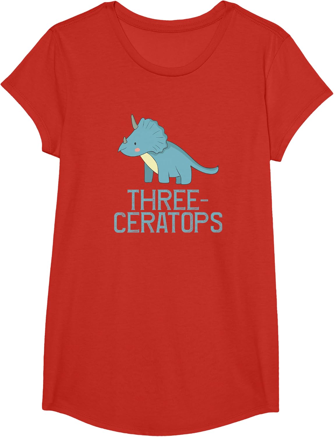 Dinosaur triceratops birthday Tshirt for three year old T-Shirt - Girls Red