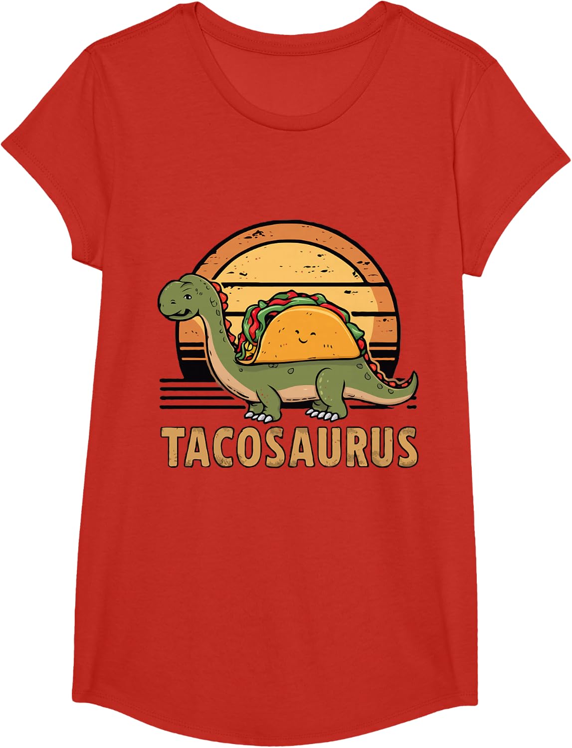 Tacosaurus Taco Dinosaur Dino Funny Cinco De Mayo Mexican T-Shirt - Girls Red