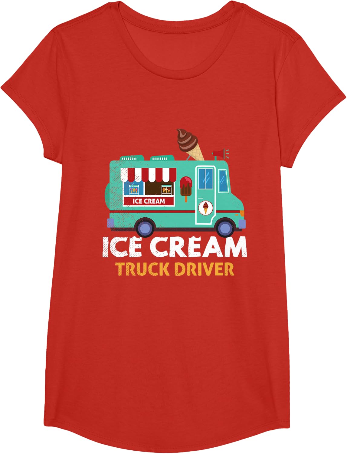 Ice Cream Truck Driver Nostalgic Classic Summer Sorbet T-Shirt - Girls Red