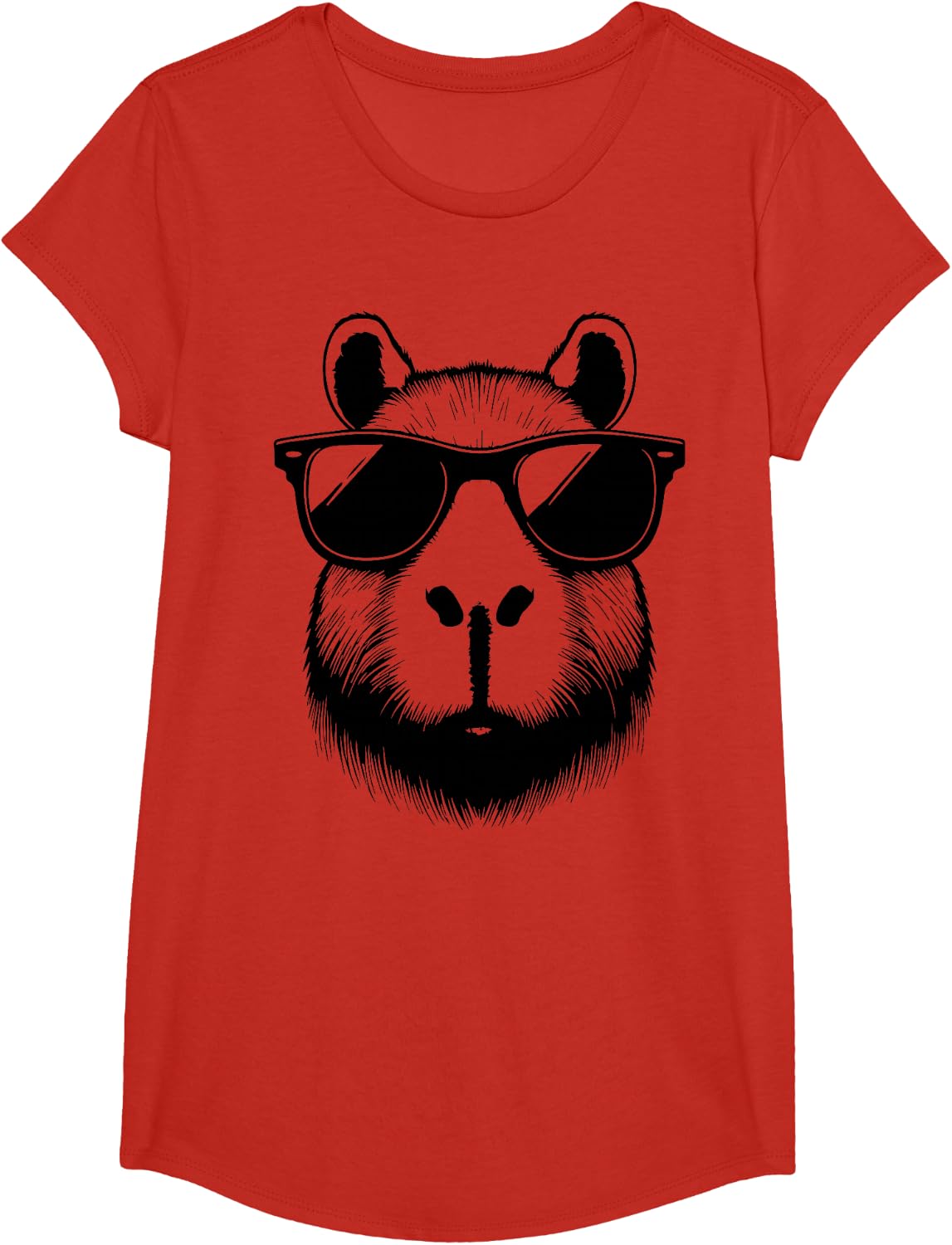 Capybara in Sunglasses T-Shirt - Girls Red