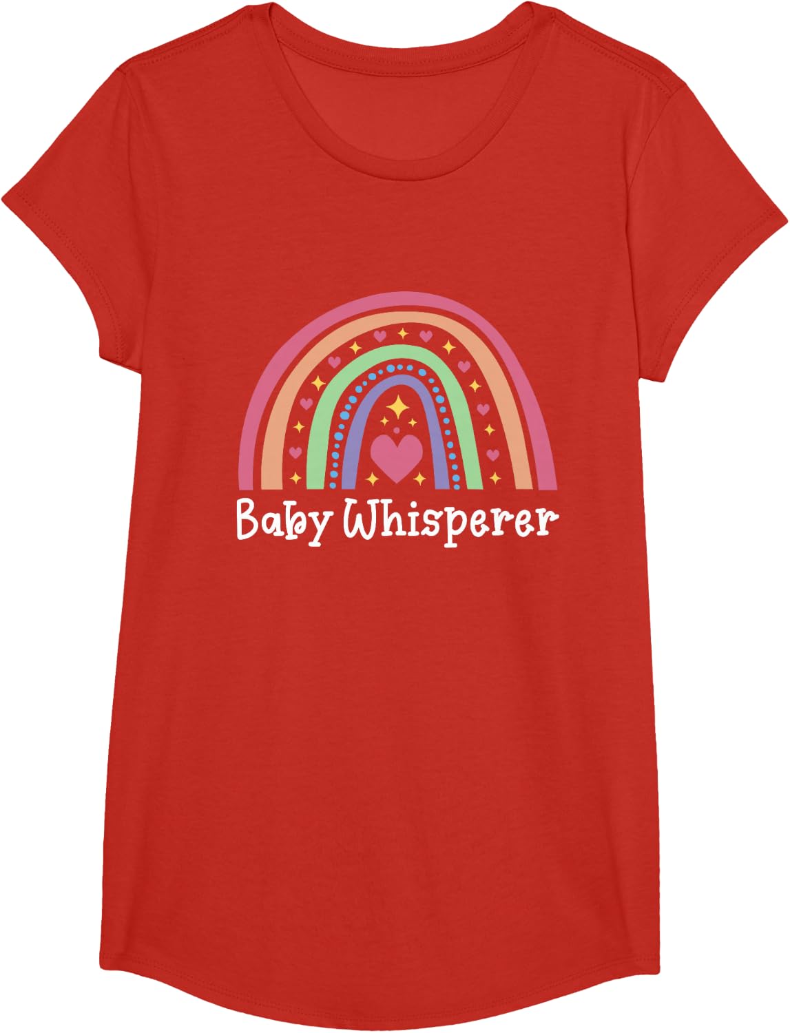 Infant Teacher Student Baby Whisperer T-Shirt Tee for Daycare Childcare Provider - Girls Red