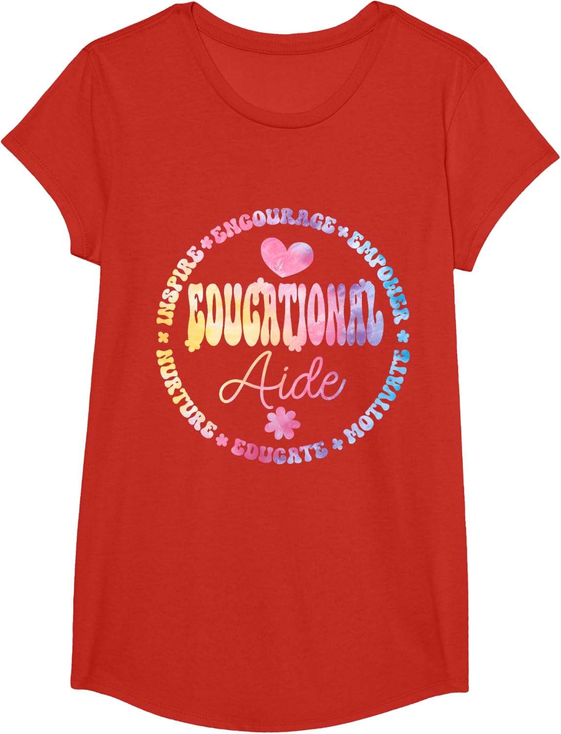 Groovy Educational Aide Assistant Paraprofessional Educator T-Shirt - Girls Red