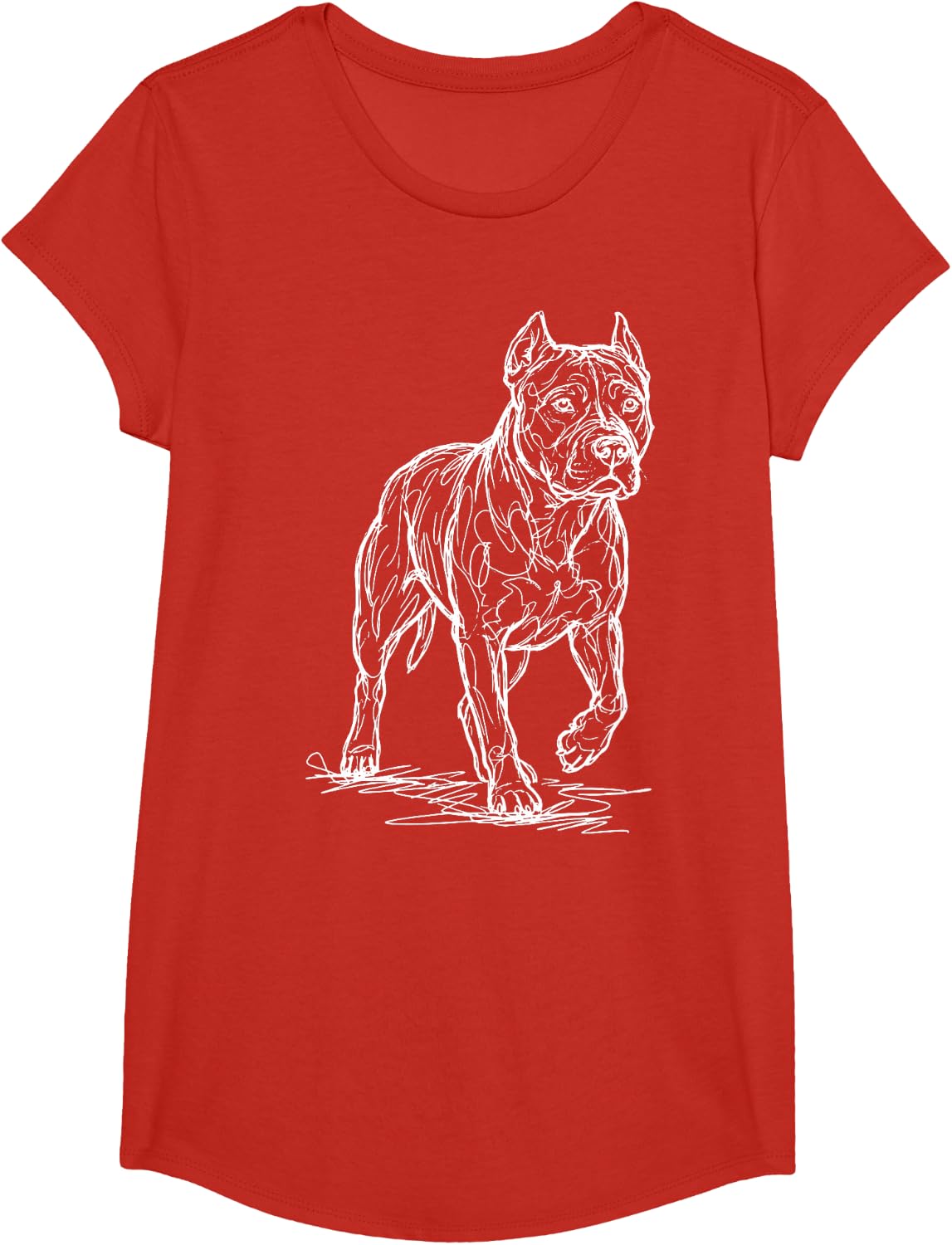 Pit Bull Line Art T-Shirt Tee for Pitbull Mom Dog Lovers Men Women - Girls Red