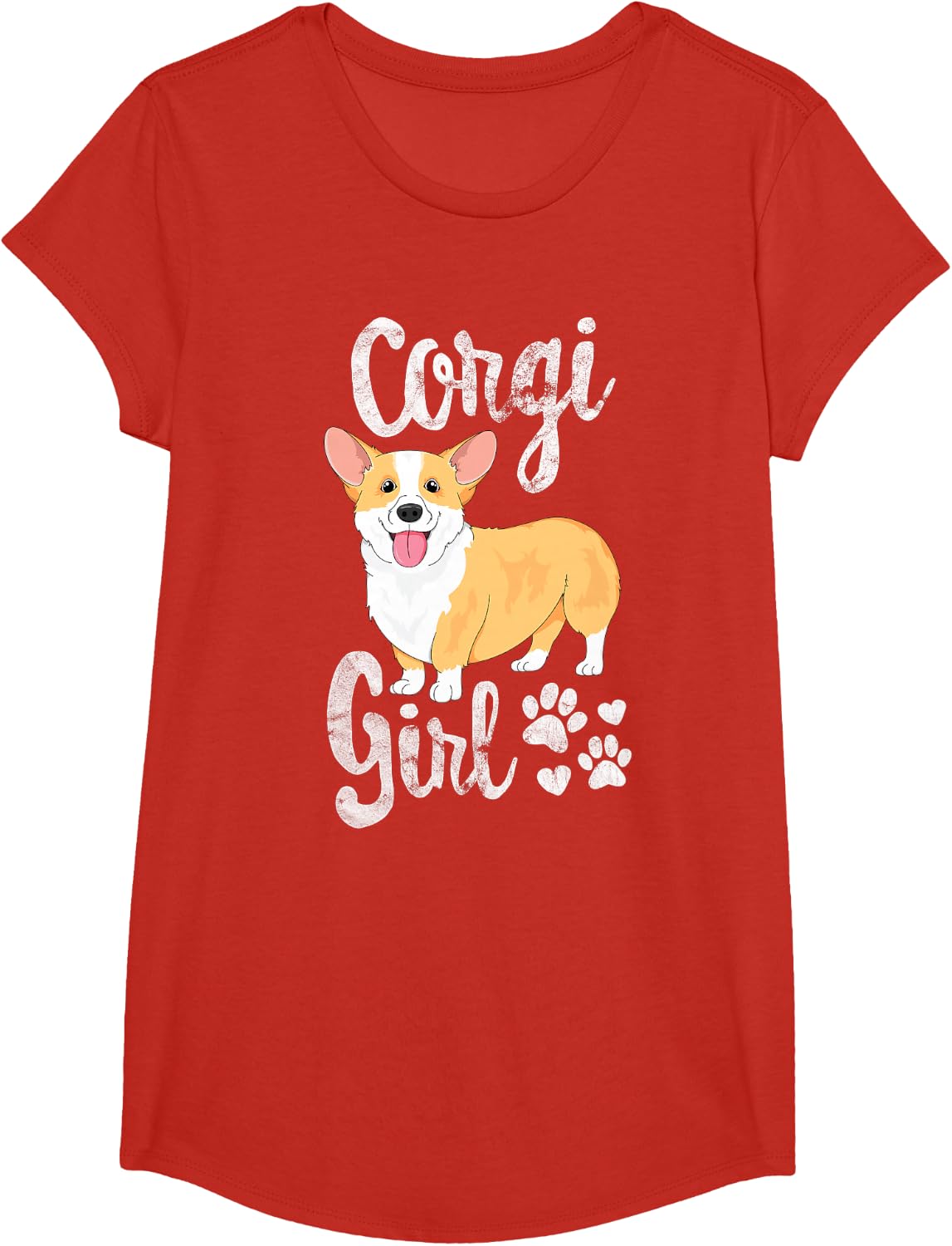 Corgi Girl T-Shirt Women Puppy Mom Dog Mama Lover Gift T-Shirt - Girls Red