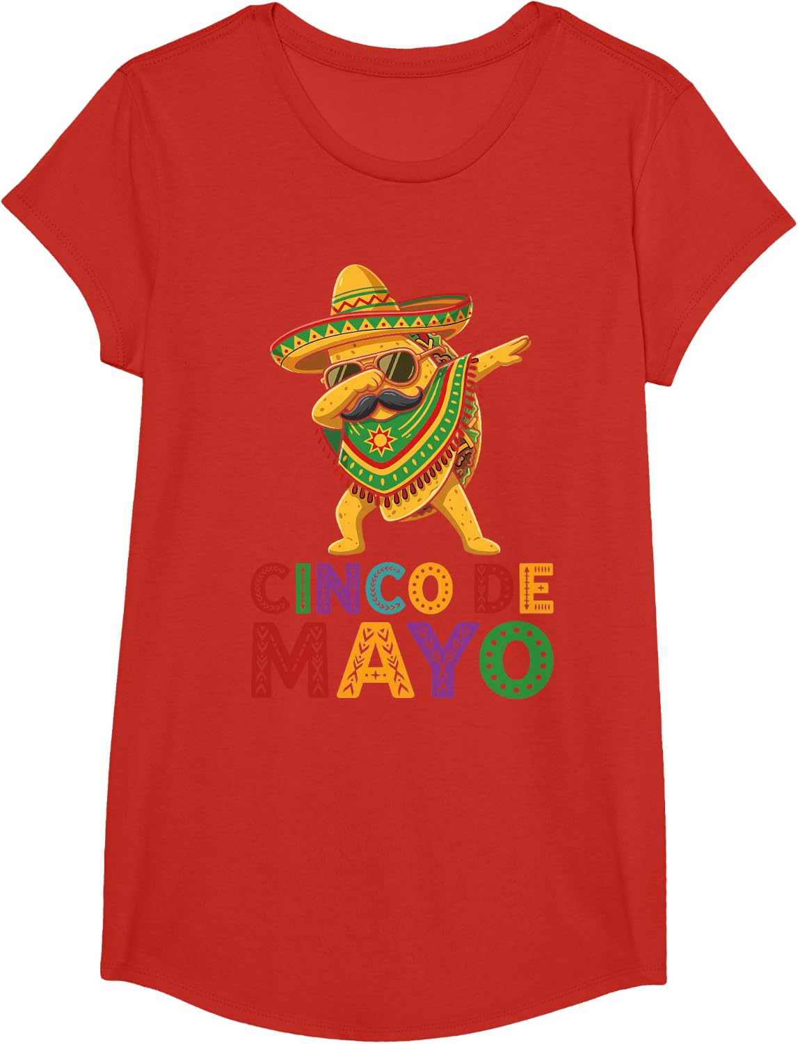 Funny Dabbing Taco Cinco De Mayo Mexican Fiesta Party Tees T Shirts - Girls Red