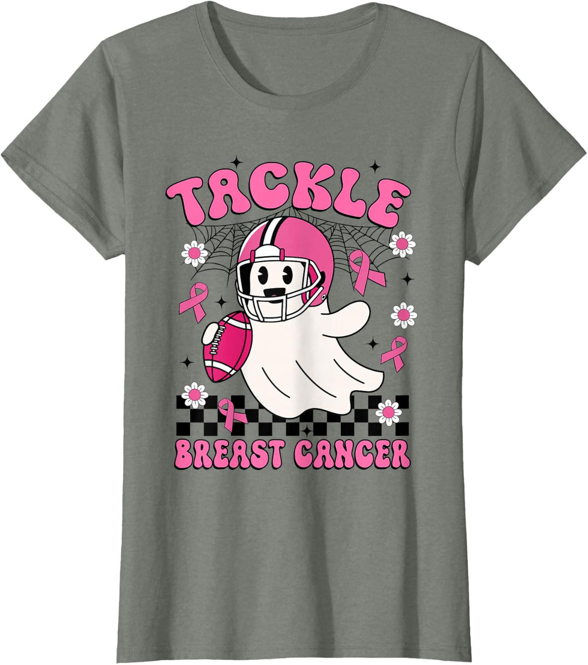 Pink Ribbon T-Shirt - Olive Heather