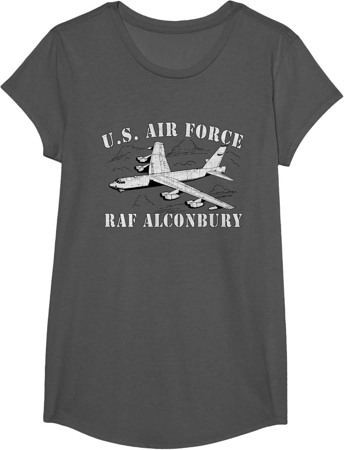 UK RAF Alconbury Vintage Gifts T-Shirt - Girls Asphalt Grey