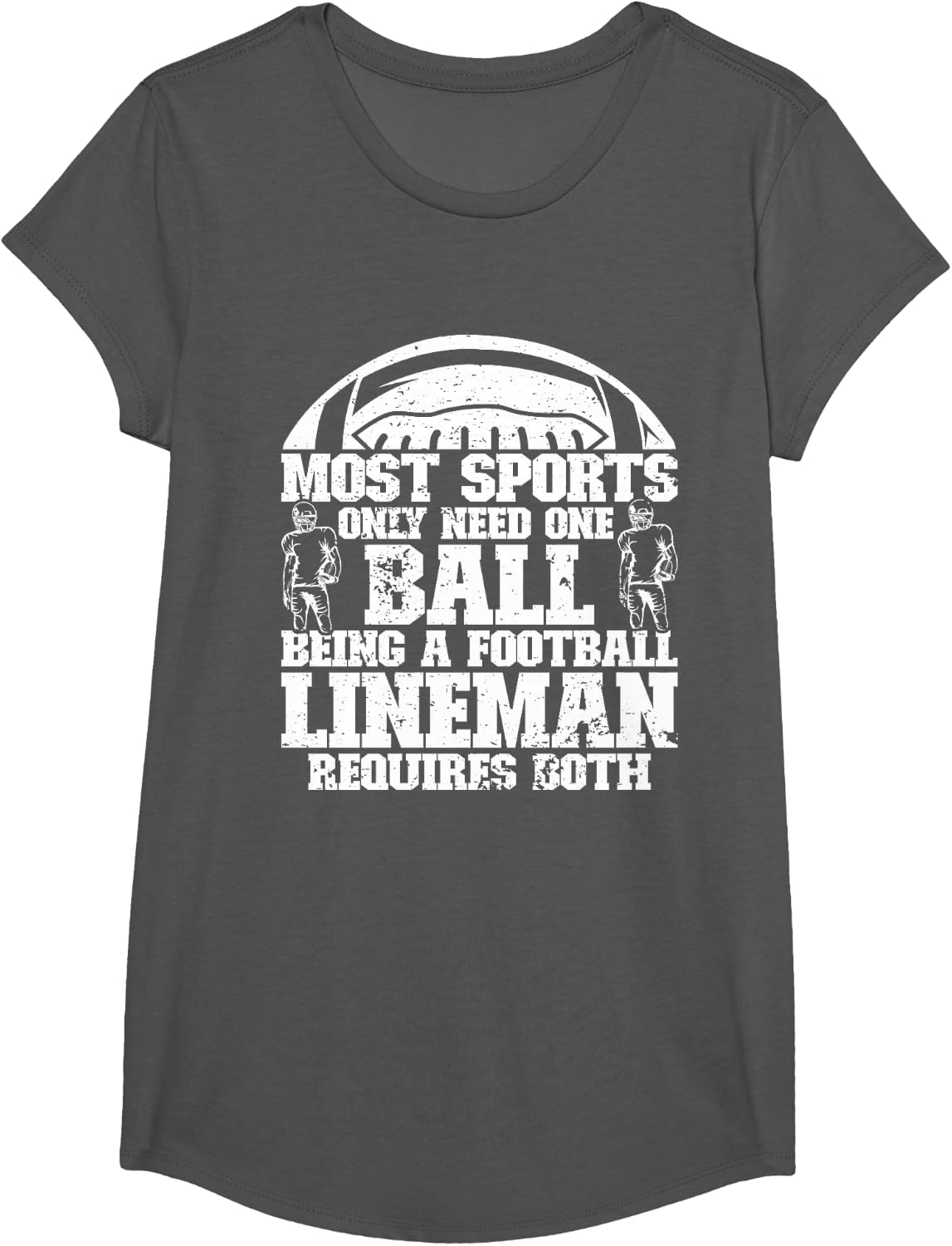 Defensive Lineman Football Player Position Quarterbacks T-Shirt - Girls Asphalt Grey