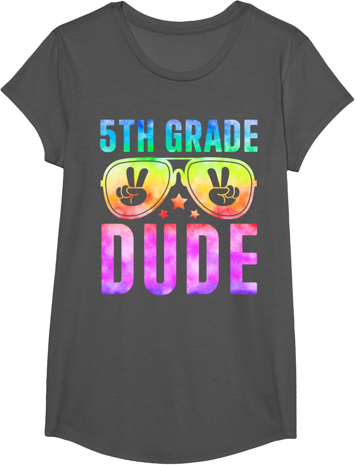 5th Grade Cool Dude Tie Dye Back to School Fifth Grade Boys T-Shirt - Girls Asphalt Grey