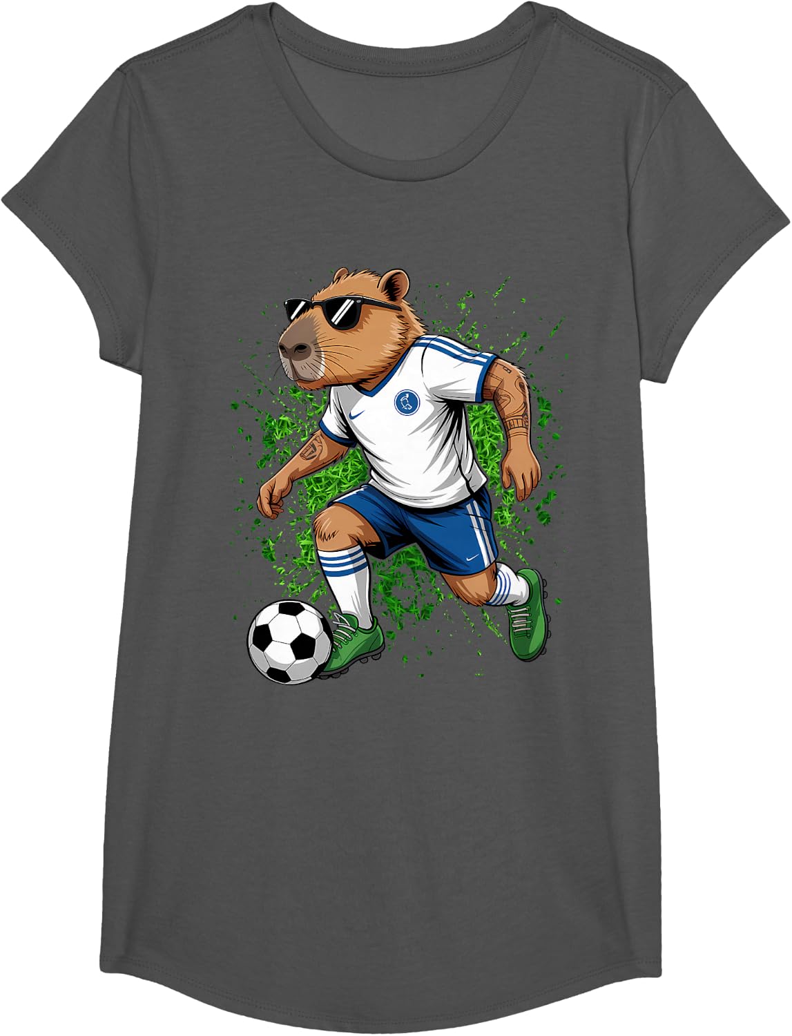 Capybara Sport - Soccer Player T-Shirt - Girls Asphalt Grey