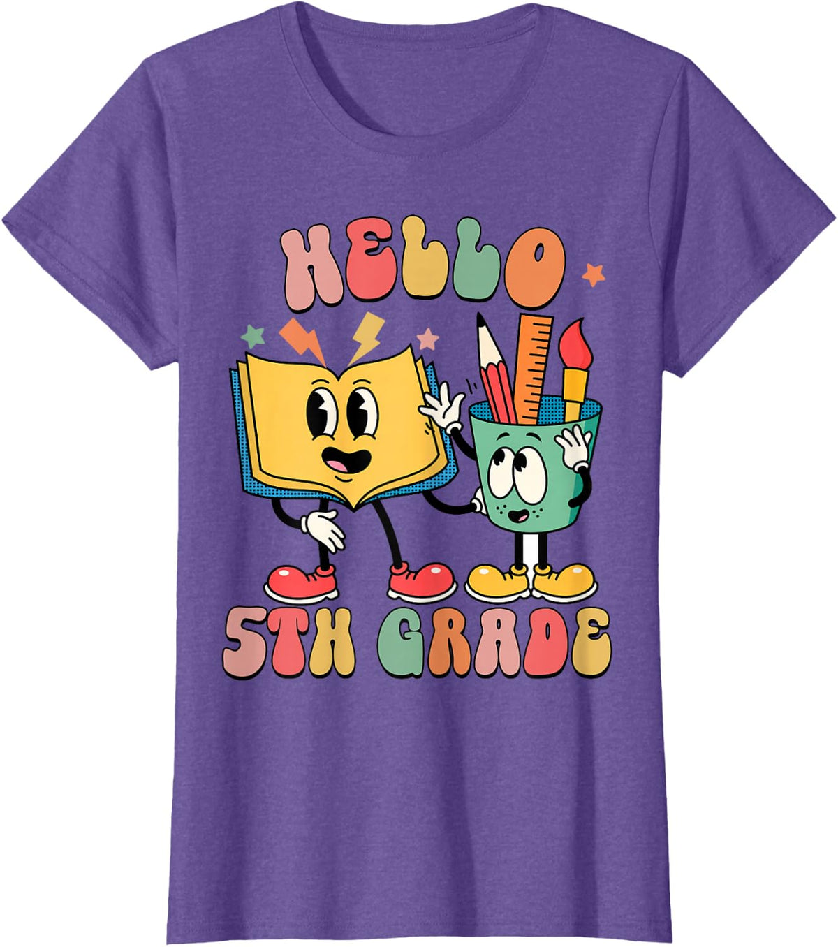 Hello Fifth Grade Team 5th Grade Back to School Teacher Kid T-Shirt - Purple Heather