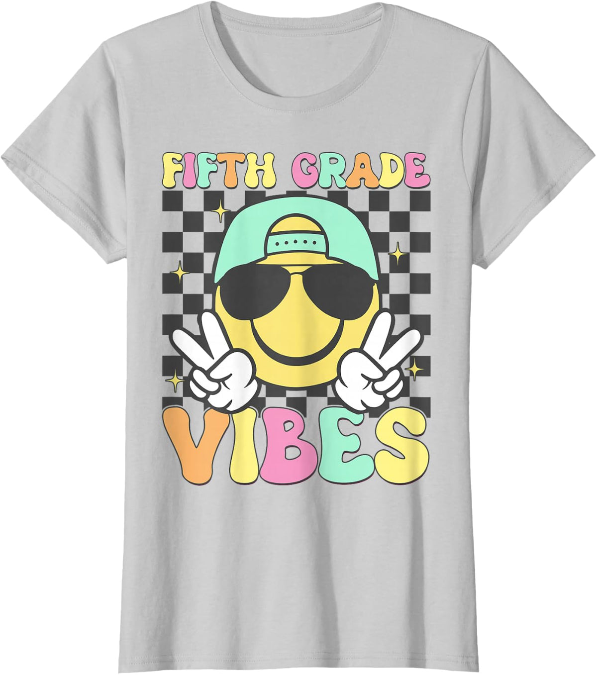 5th Grade Vibes Smile Face Back To School Fifth Grade T-Shirt - Silver Grey