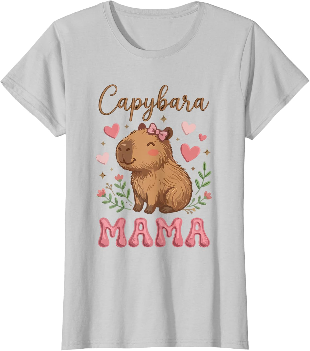 Cute Capybara Mama Retro Vintage Animal Lover Mom Vibes T-Shirt - Silver Grey