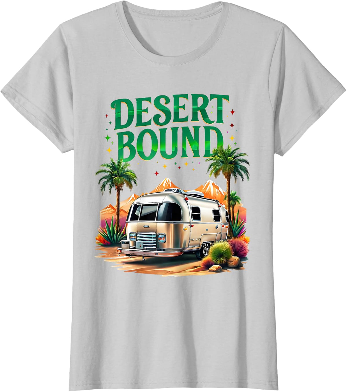 Desert Bound Vintage Camper Adventure Travel Nomad T-Shirt - Silver Grey