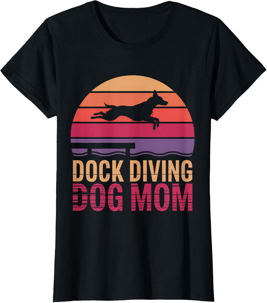 Dock Diving Dog Mom Dock Diving T-Shirt - Black