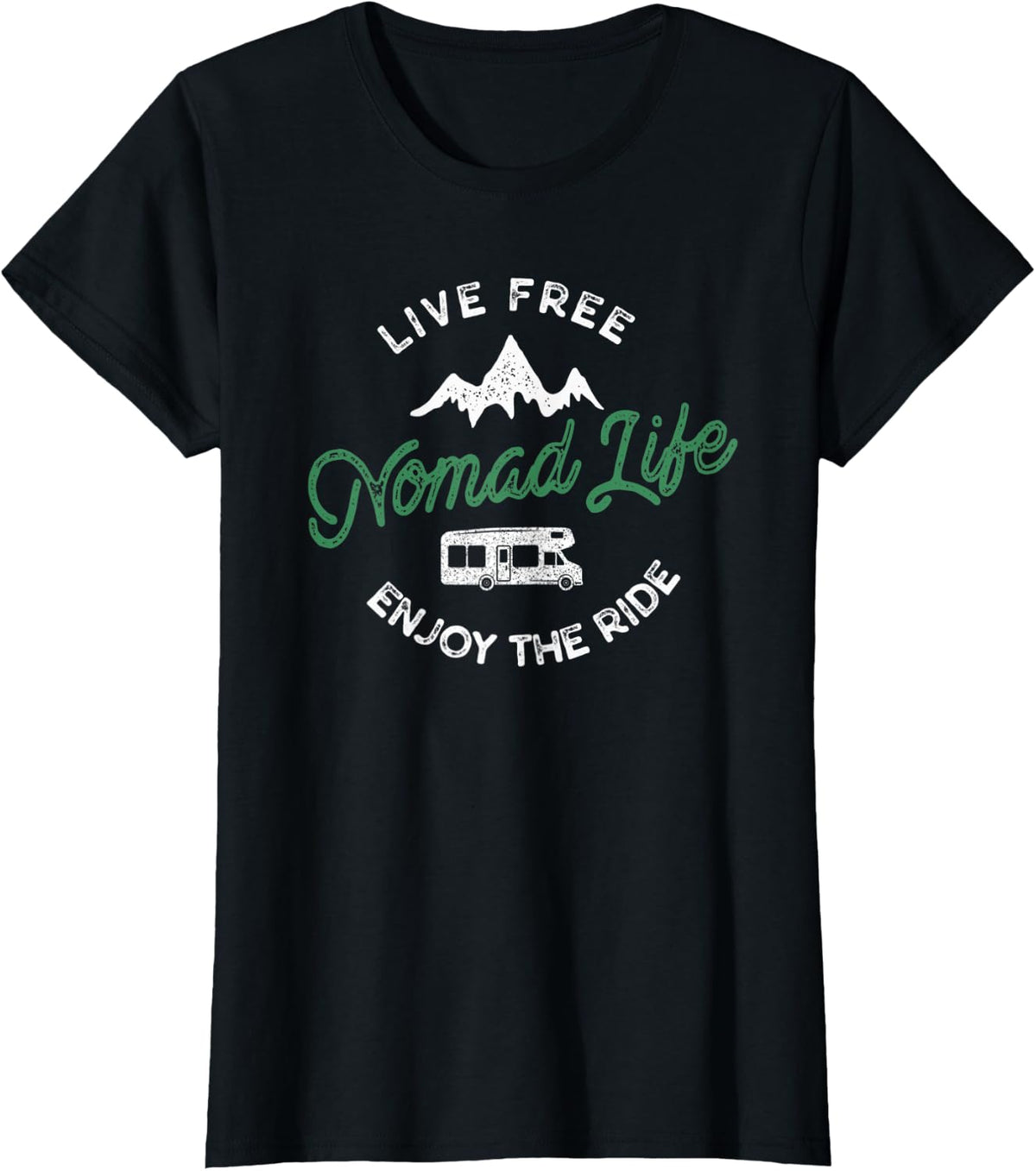 Nomadic Life Adventure Van Life Retirement Travel Camping T-Shirt - Black