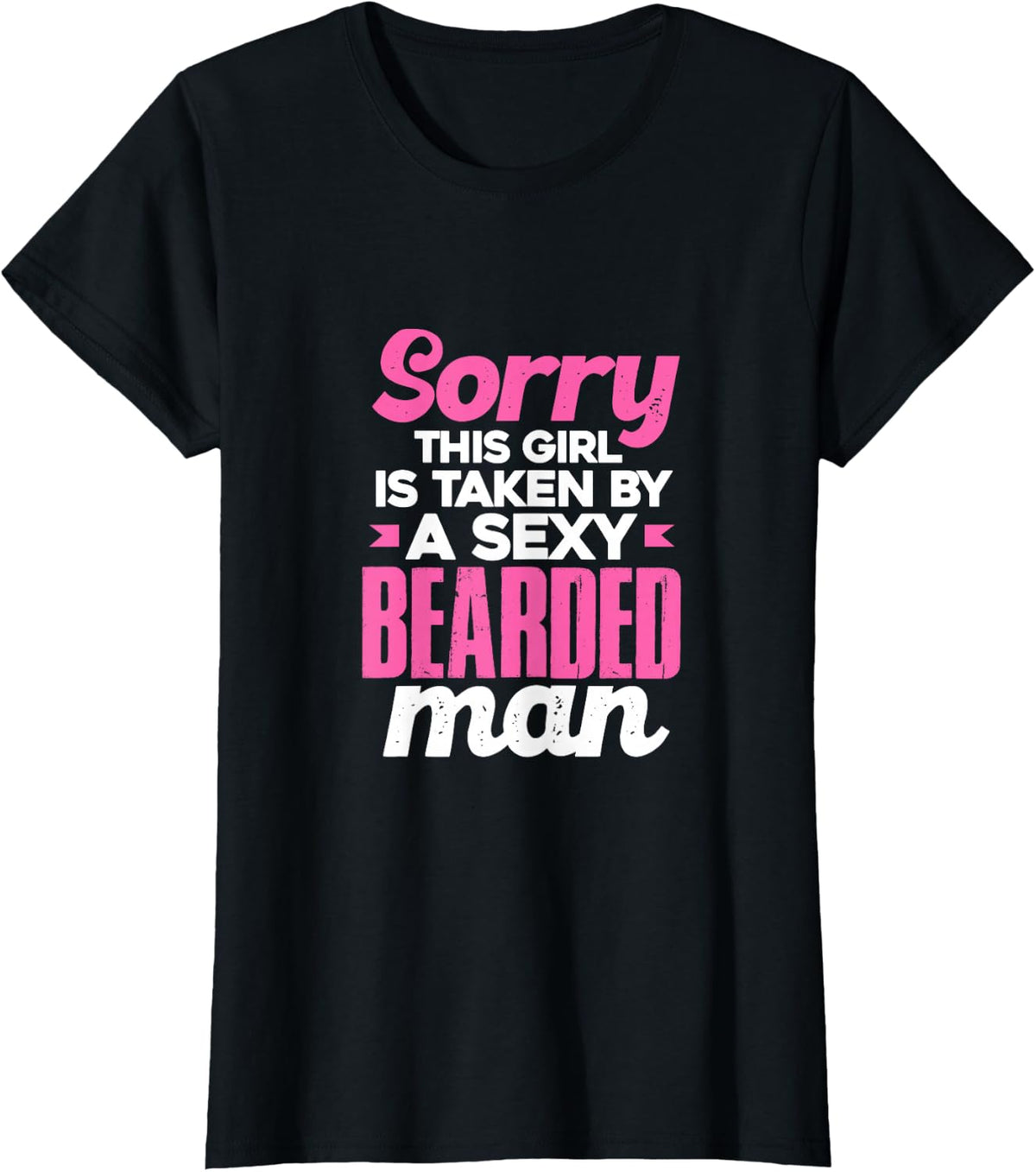 Sexy Bearded Man Funny Beard Matching Couples T-Shirt - Black