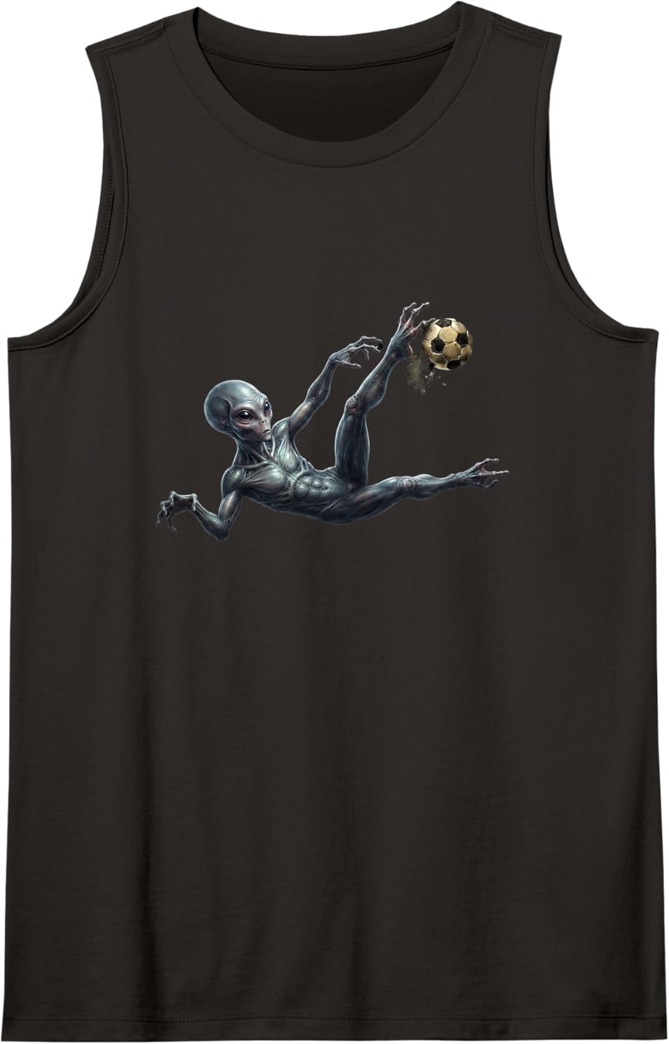Grey Extraterrestrial Football Kick Sleeveless Tank Top - Black