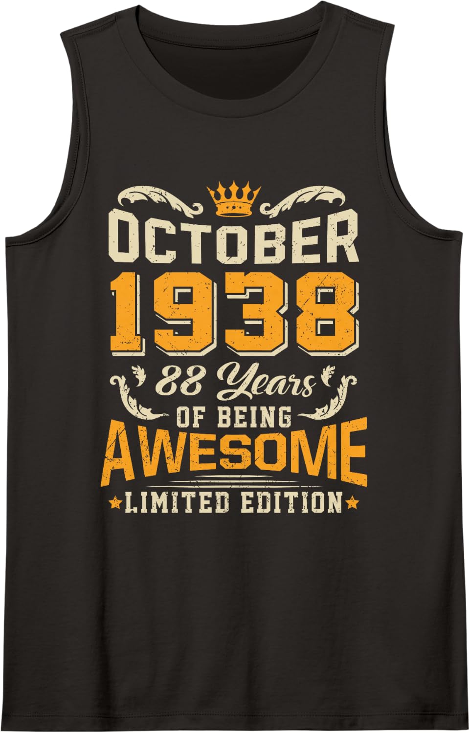 October 1938 Vintage 88 Years Awesome 88th Birthday Sleeveless Tank Top - Black