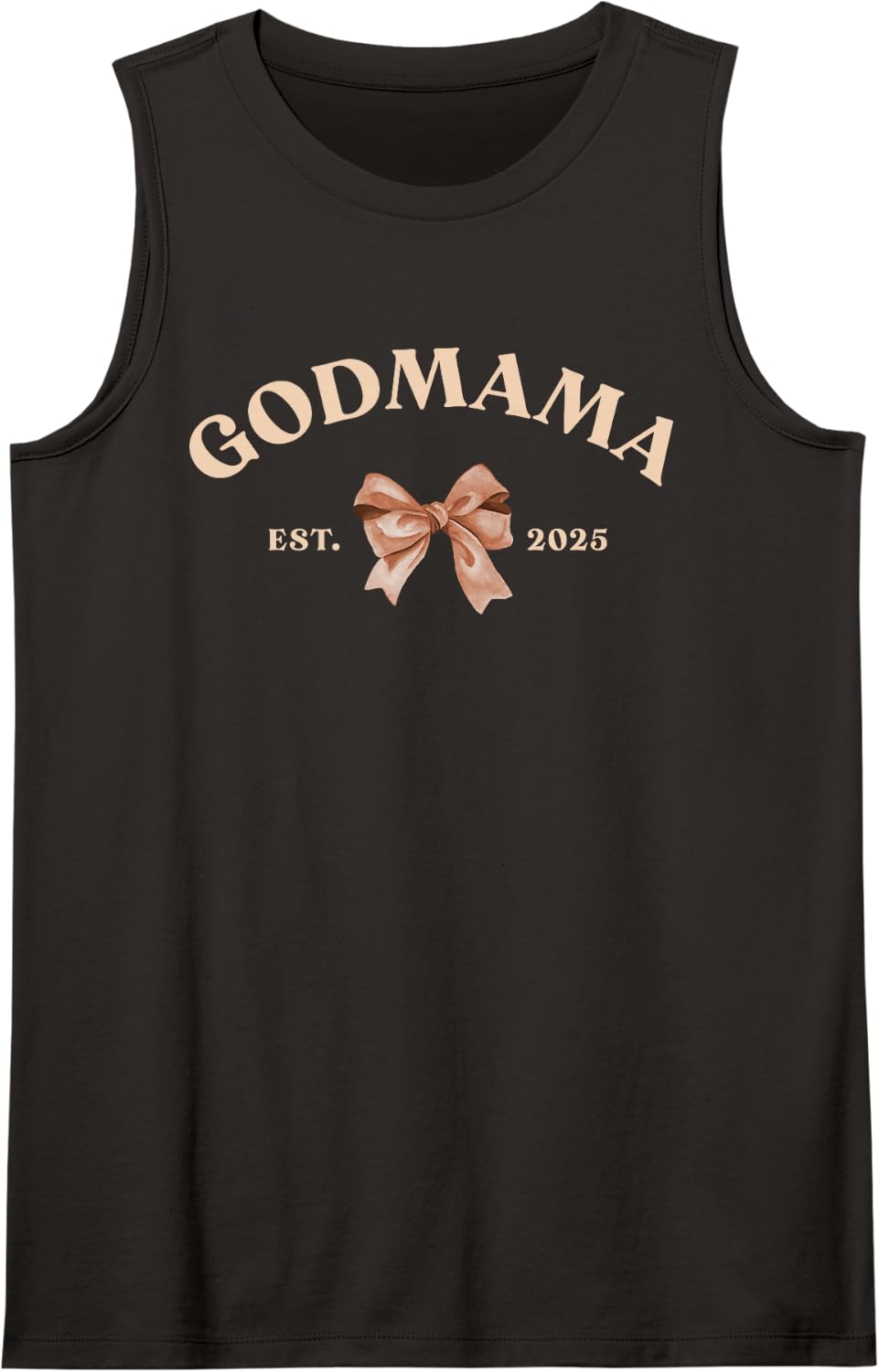 Godmama Est 2025 Neutral Bow New Godmother Gift Idea Sleeveless Tank Top - Black