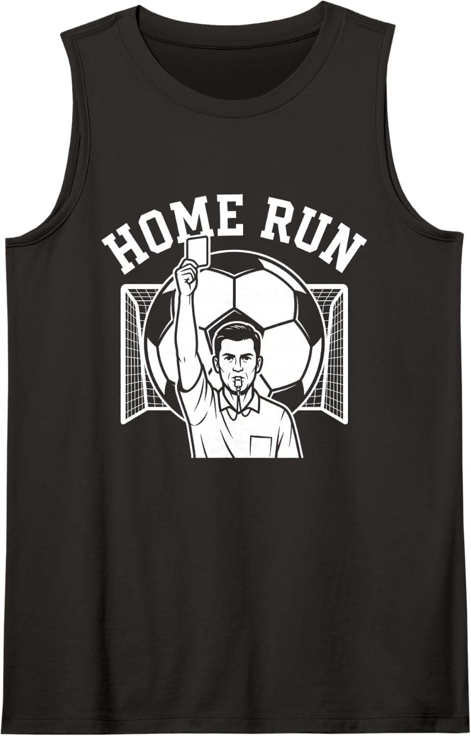Home Run Tshirt Soccer Referee Funny Baseball Touchdown Sleeveless Tank Top - Black